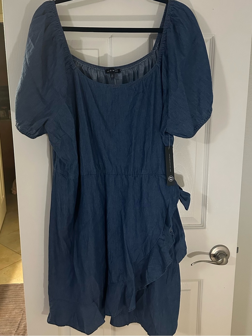 As U Wish Blue Puff-Sleeve Mini Dress